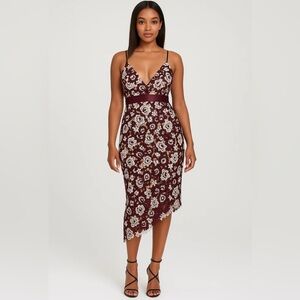 Bardot Dalia Burgundy Floral Lace Midi Dress Sz. XXS
